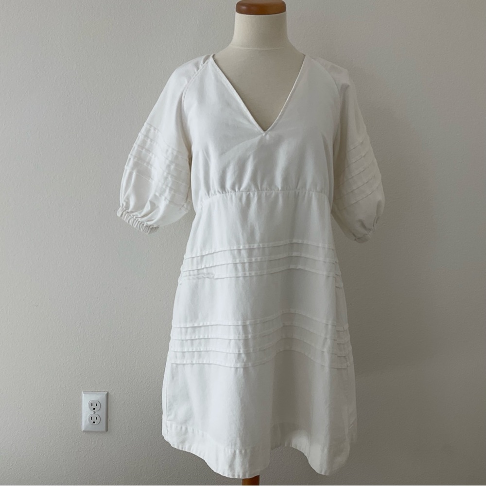7 For All Mankind White Babydoll Open Back Mini Dress  L